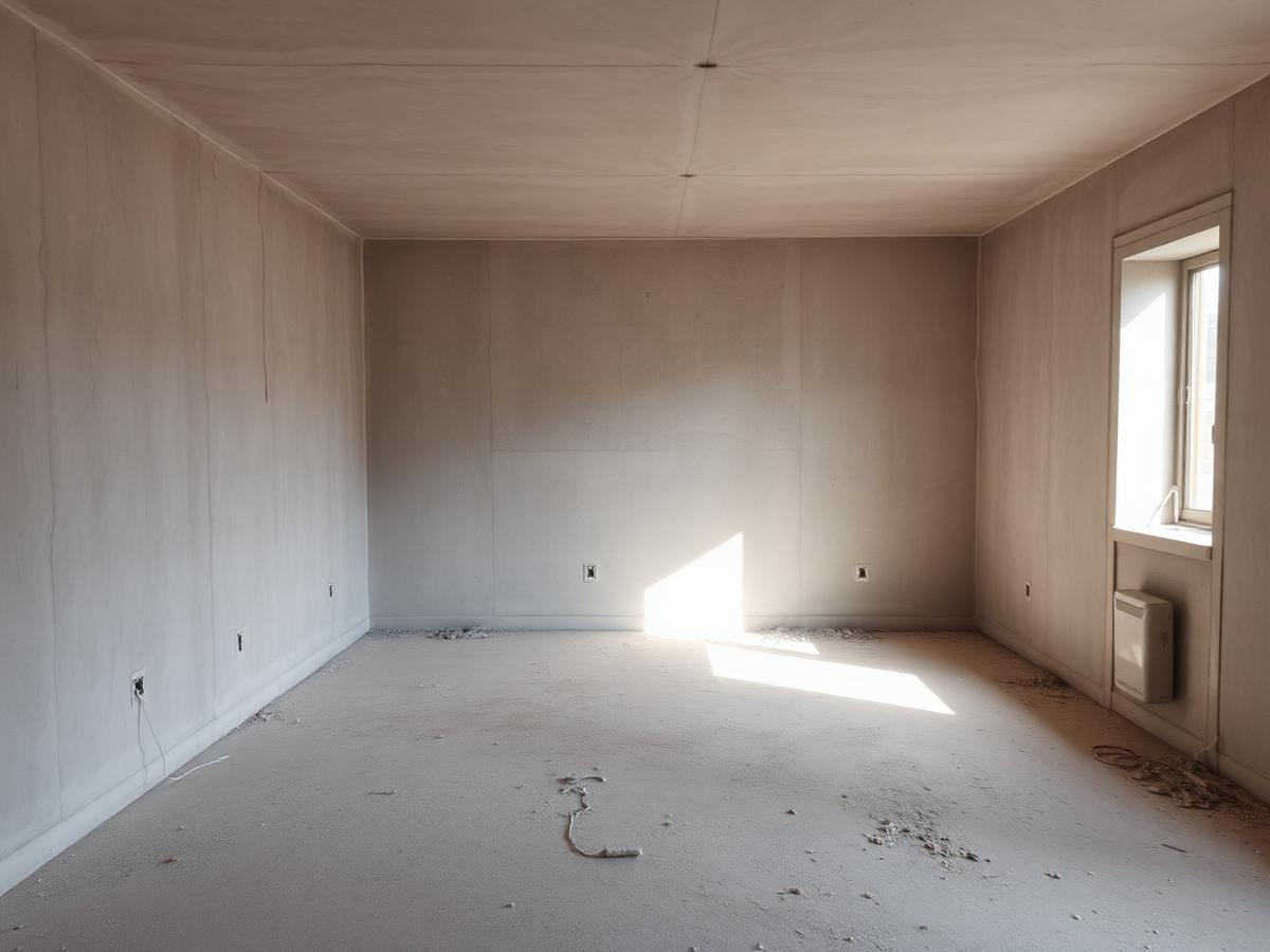 Bare unfinished room before interior work